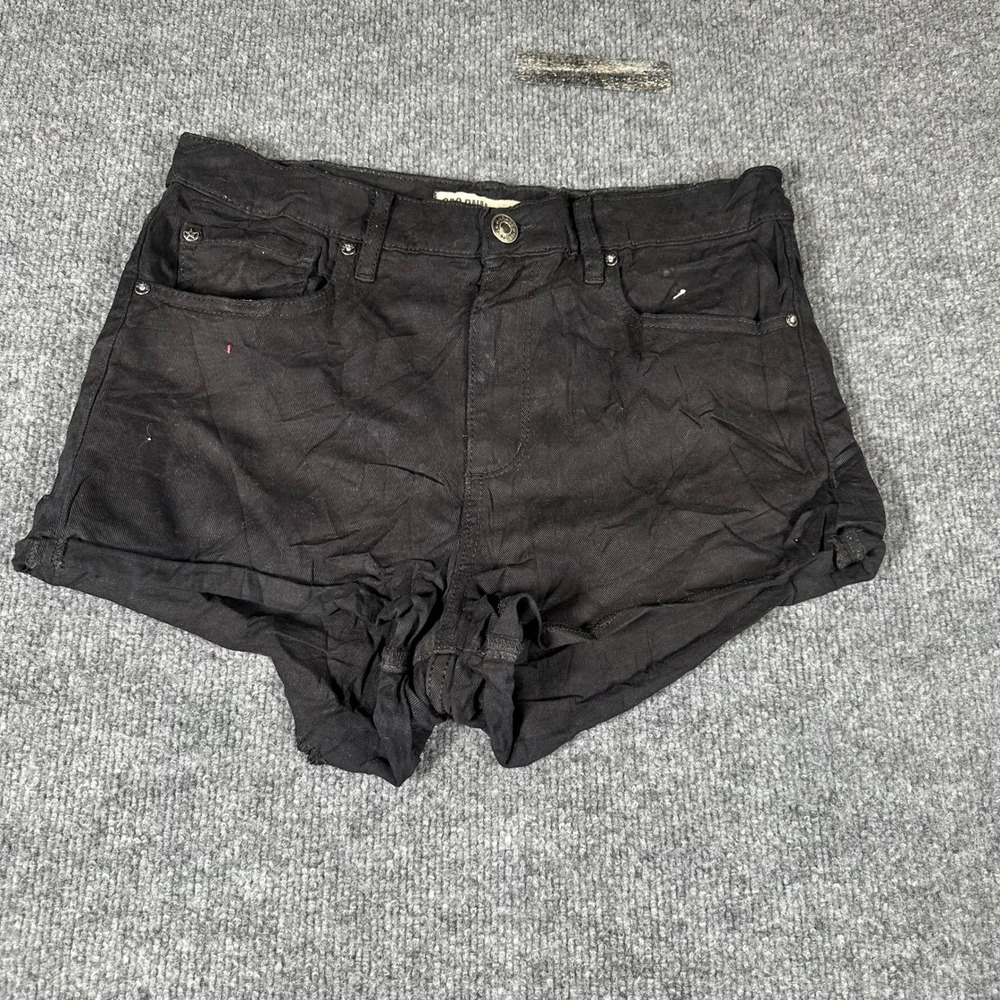 Garage Shorts Womens Size 7 Black Denim High Waisted Rolled Cuff Casual Summer
